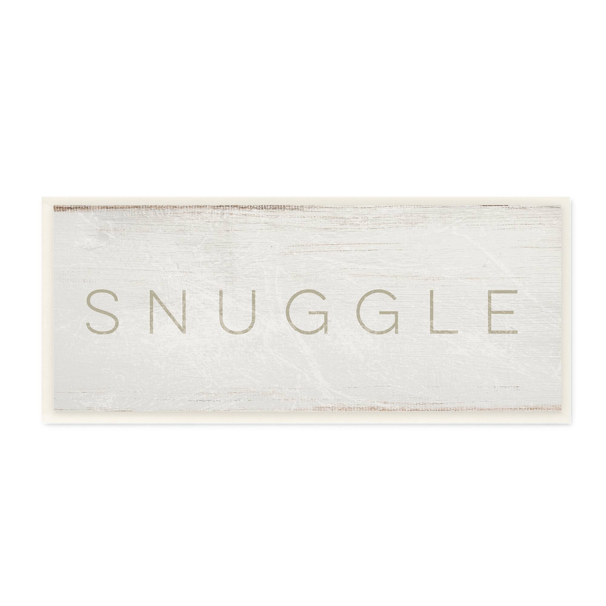 Stupell Industries Snuggle Text Minimal Distressed Beige Paint, 7" x 17"